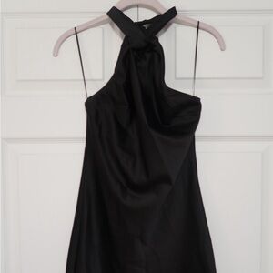 Topshop Black Halter Neck Silky Dress Size 2 NWOT